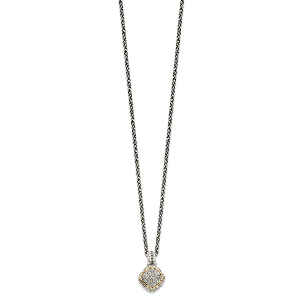 Sterling Silver Antiqued w/14k Diamond Necklace