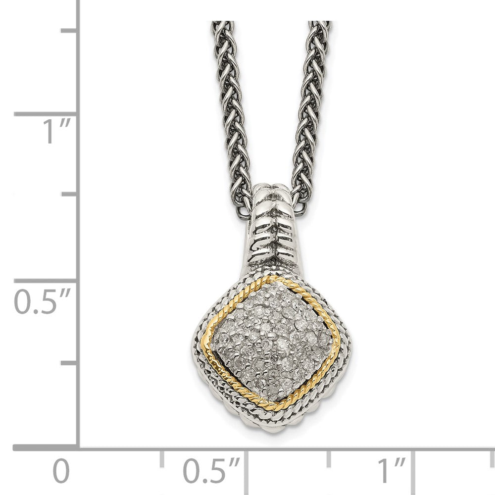 Sterling Silver Antiqued w/14k Diamond Necklace