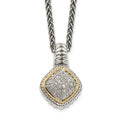 Sterling Silver Antiqued w/14k Diamond Necklace