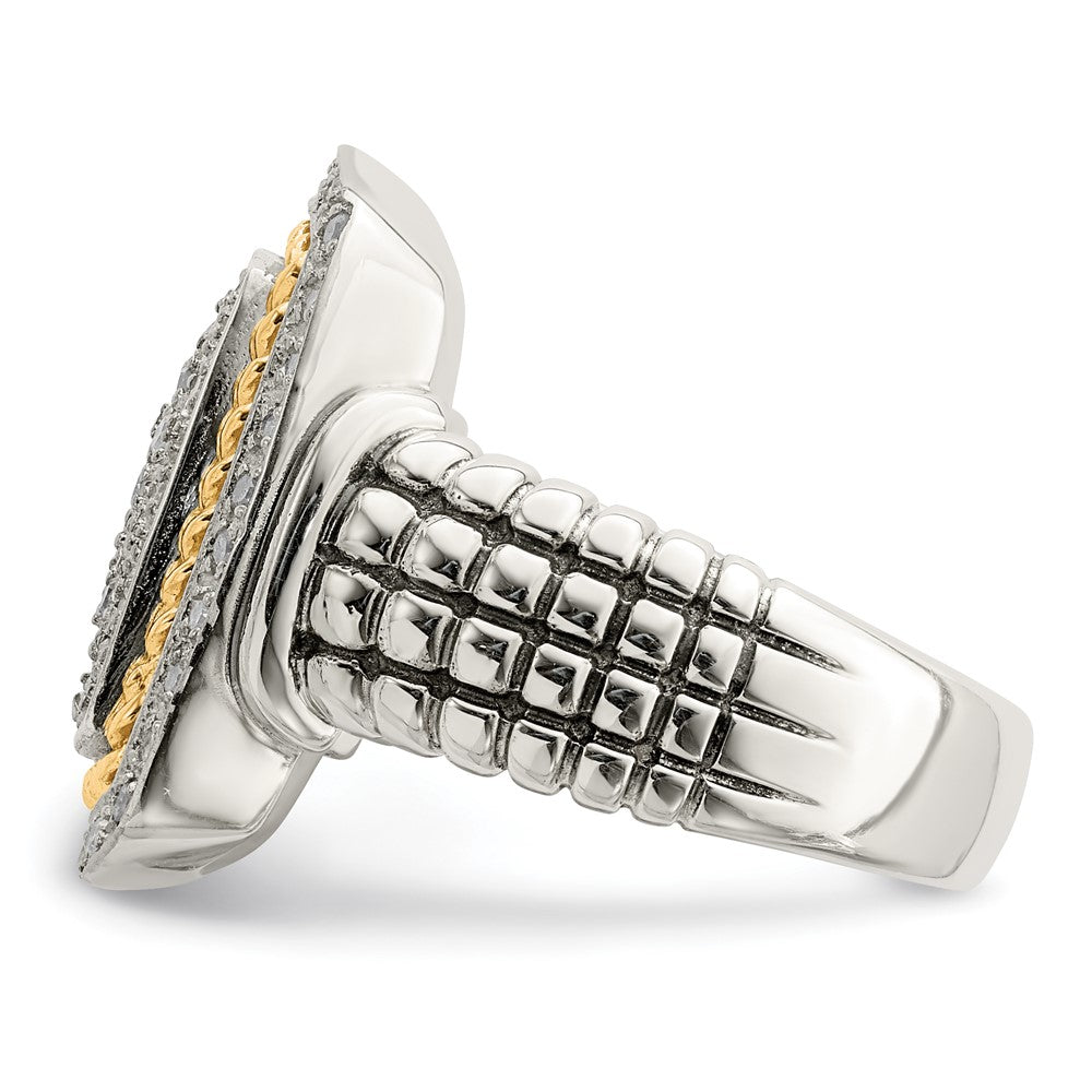 Sterling Silver Antiqued w/14ky Diamond Ring