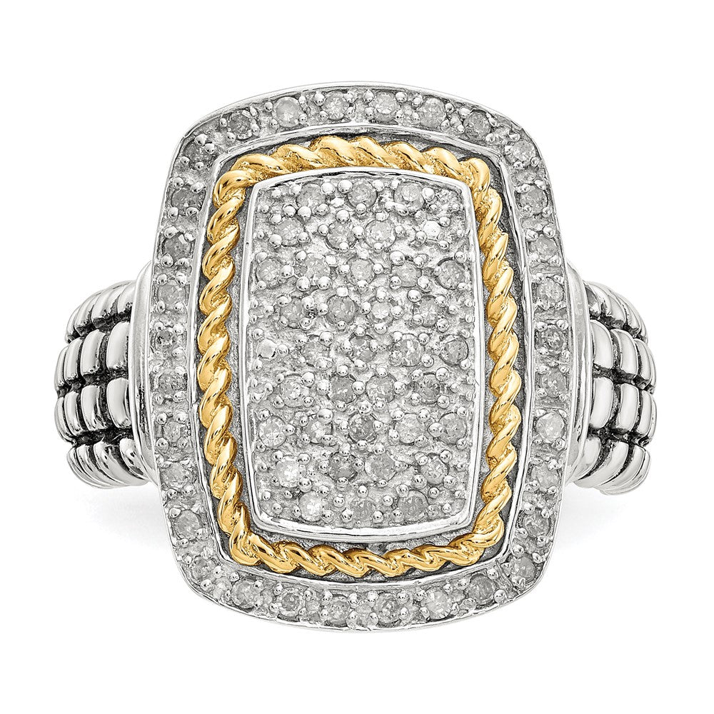 Sterling Silver Antiqued w/14ky Diamond Ring