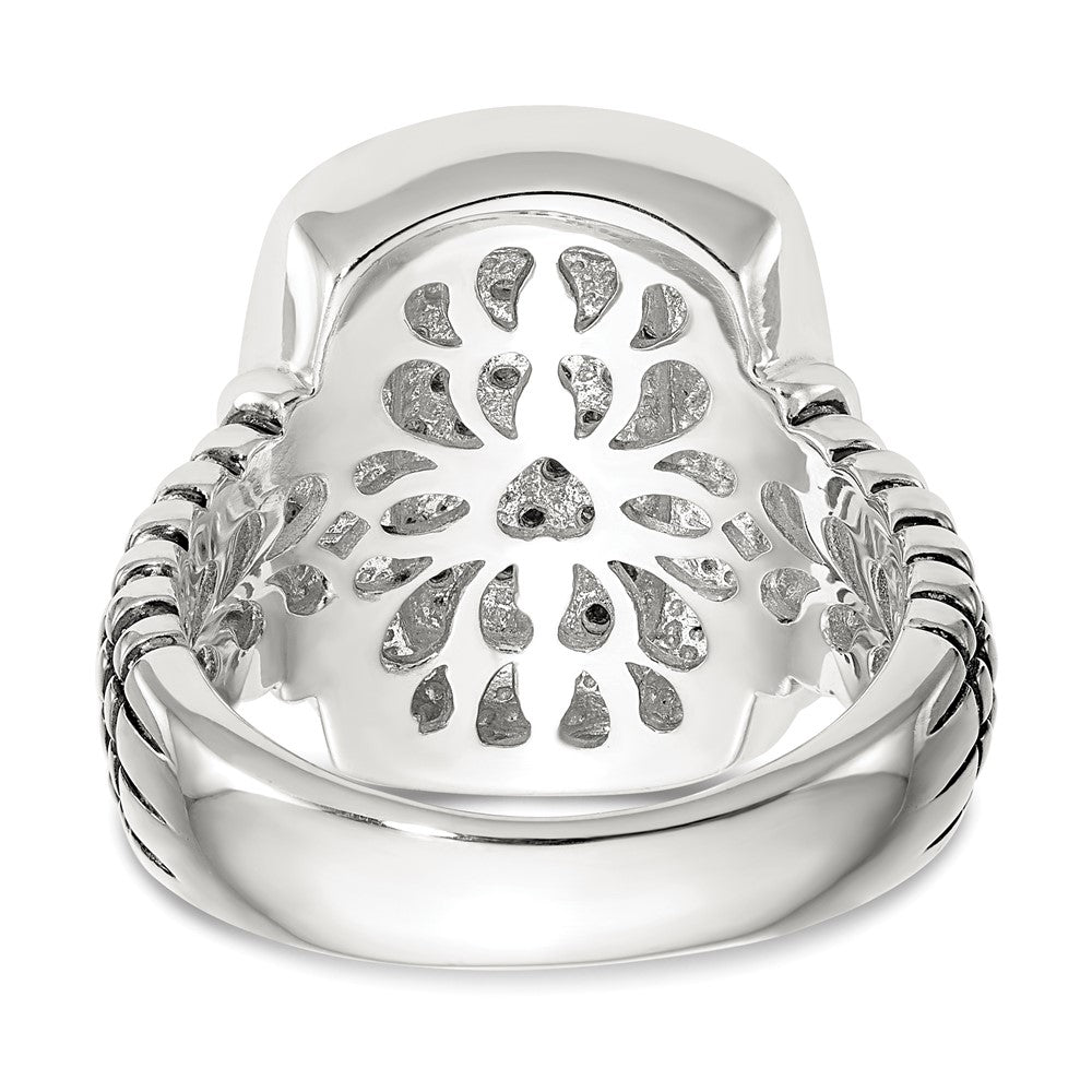 Sterling Silver Antiqued w/14ky Diamond Ring