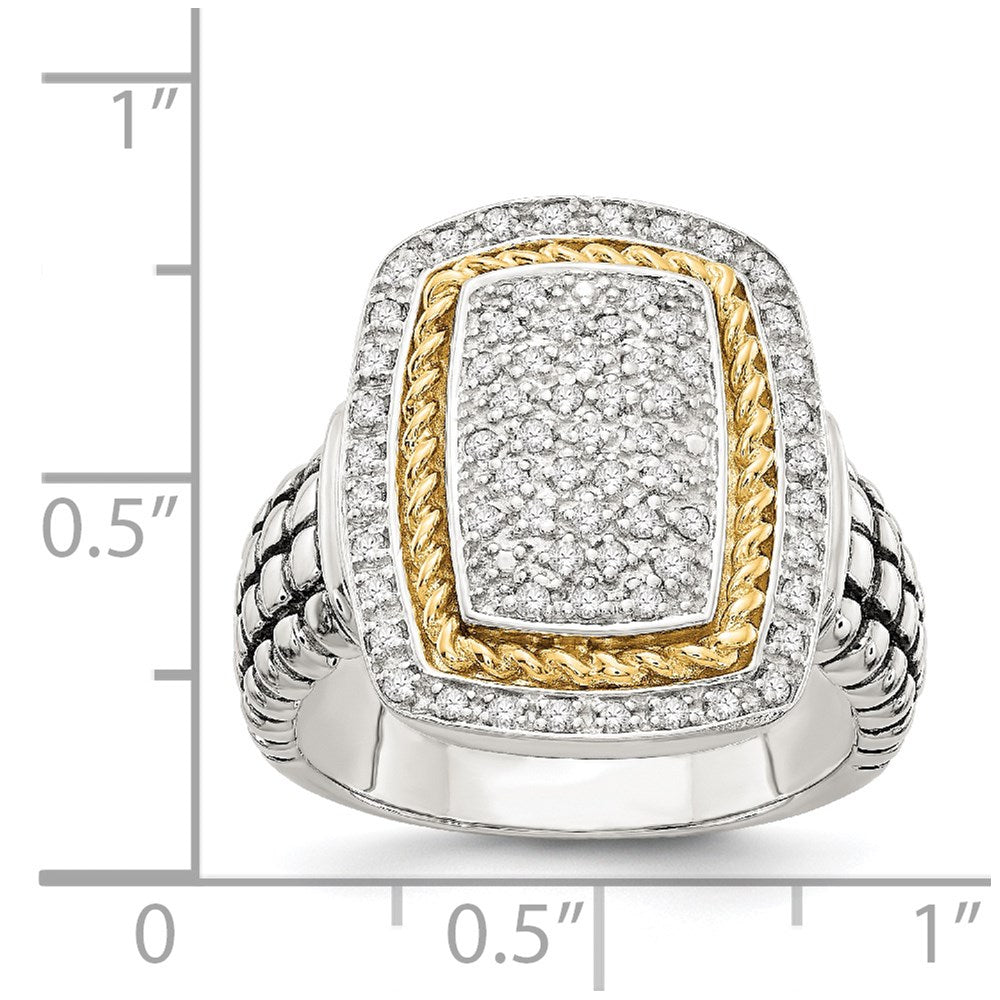 Sterling Silver Antiqued w/14ky Diamond Ring