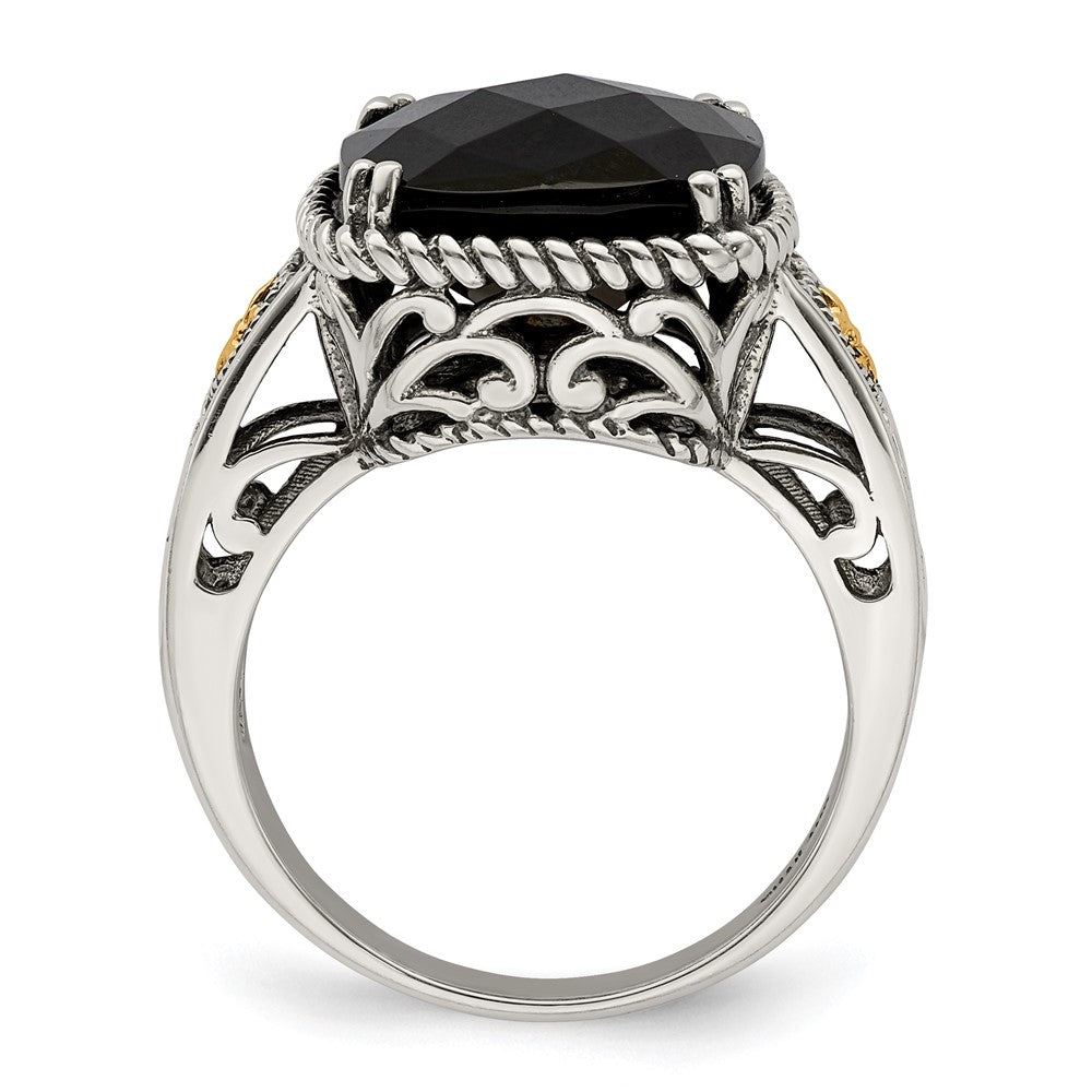 Sterling Silver Antiqued w/14k Onyx Ring