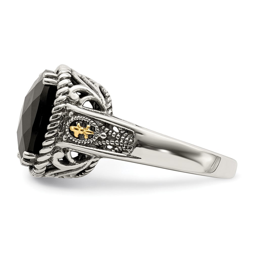 Sterling Silver Antiqued w/14k Onyx Ring