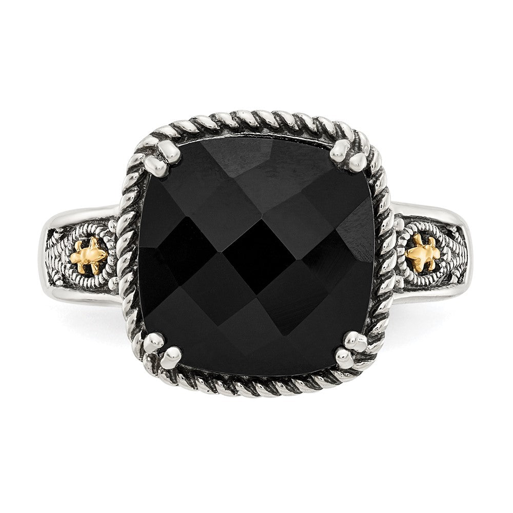 Sterling Silver Antiqued w/14k Onyx Ring
