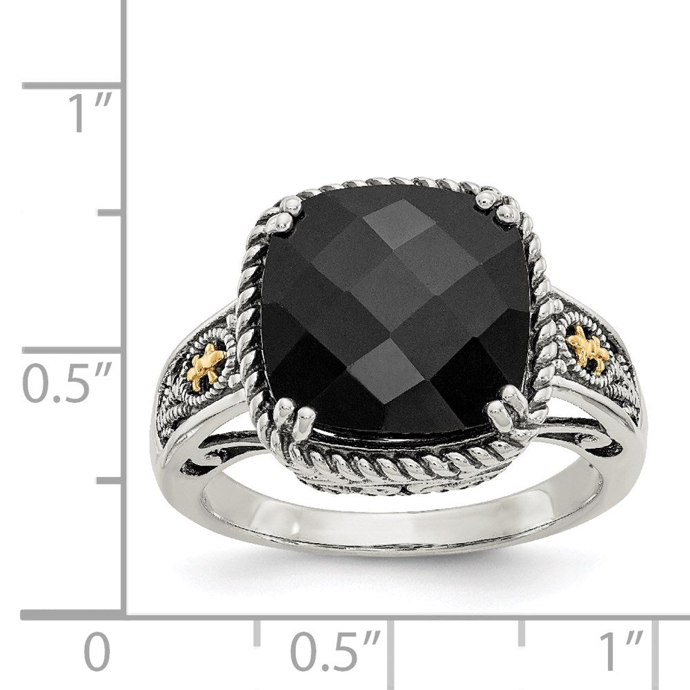 Sterling Silver Antiqued w/14k Onyx Ring