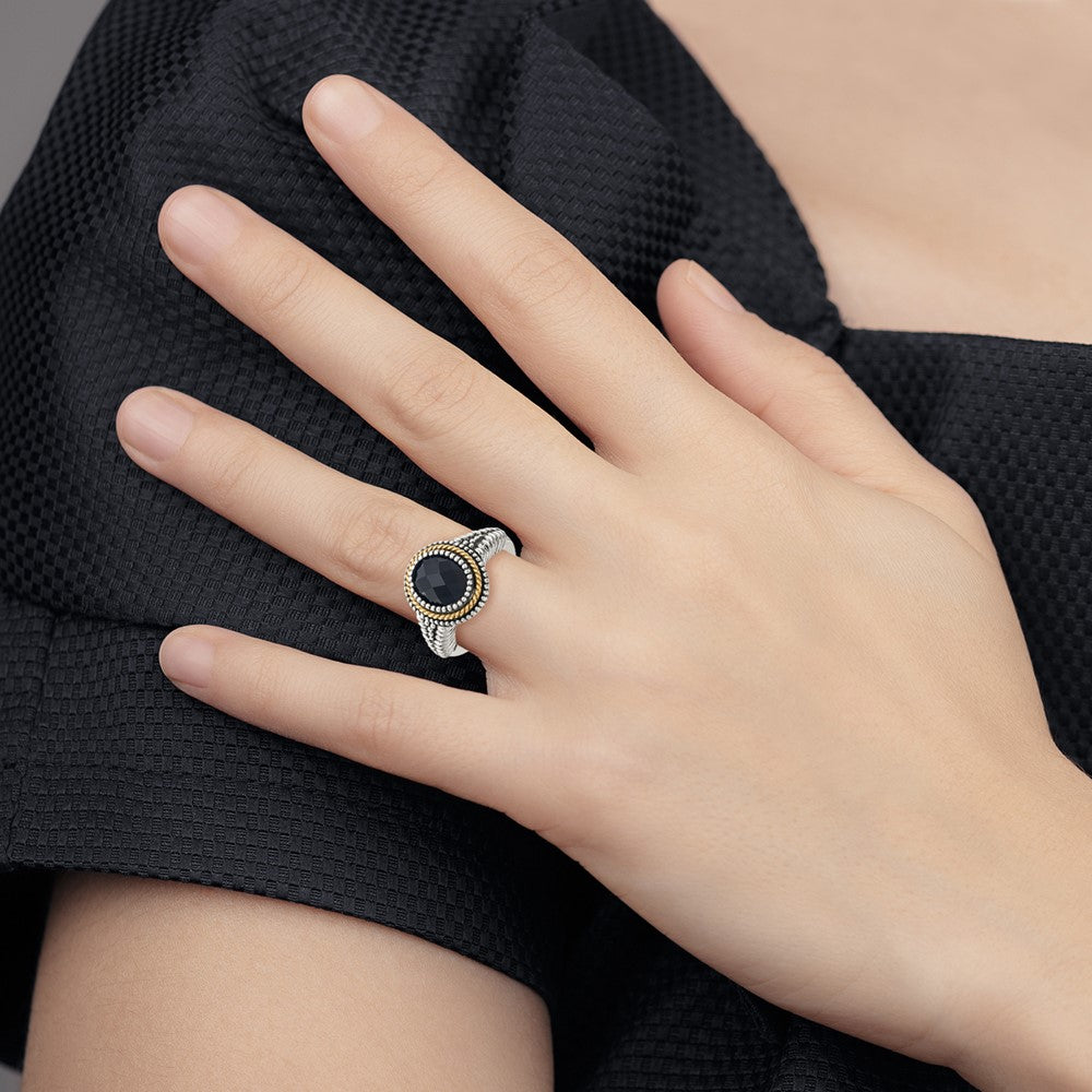 Sterling Silver Antiqued w/14k Black Onyx Ring