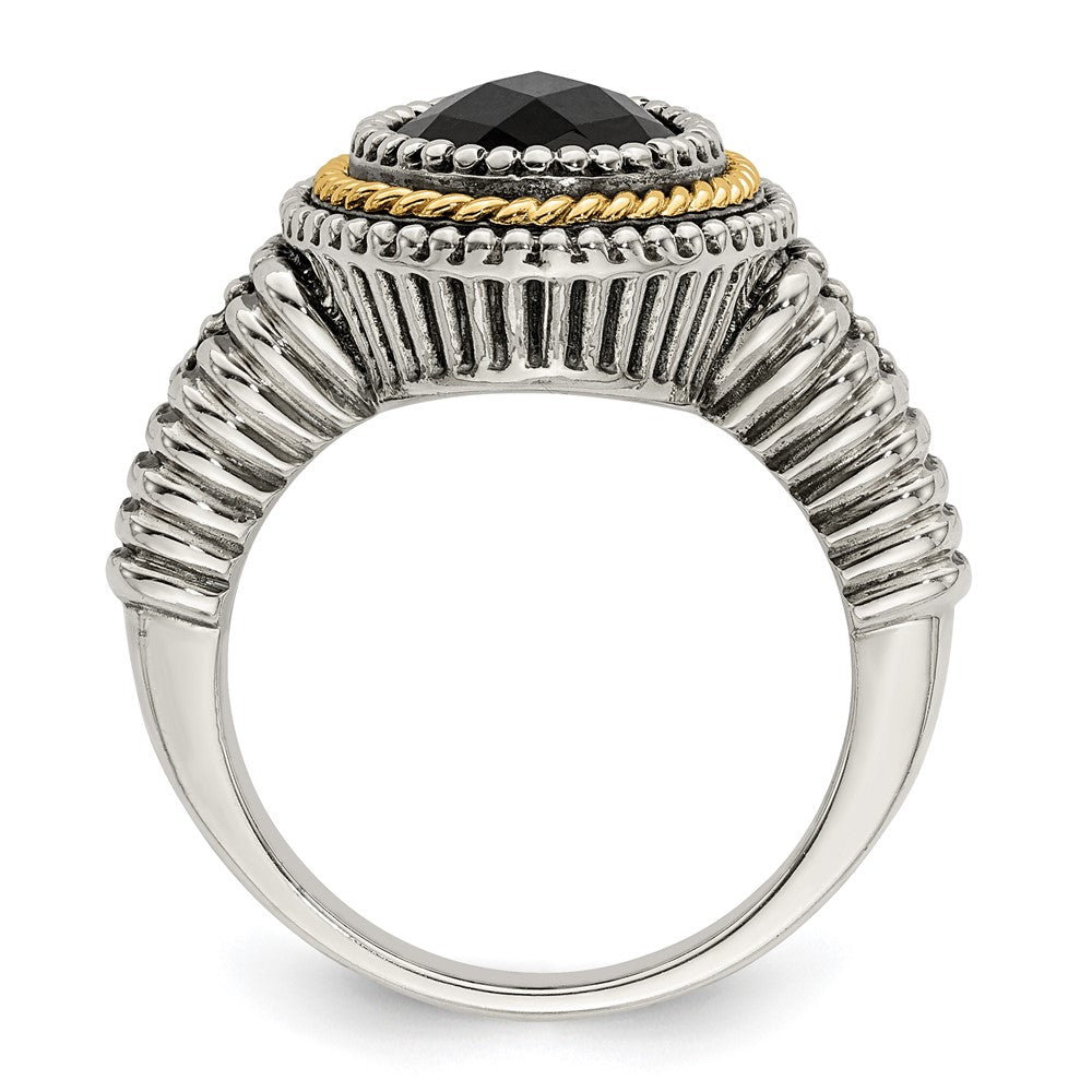 Sterling Silver Antiqued w/14k Black Onyx Ring