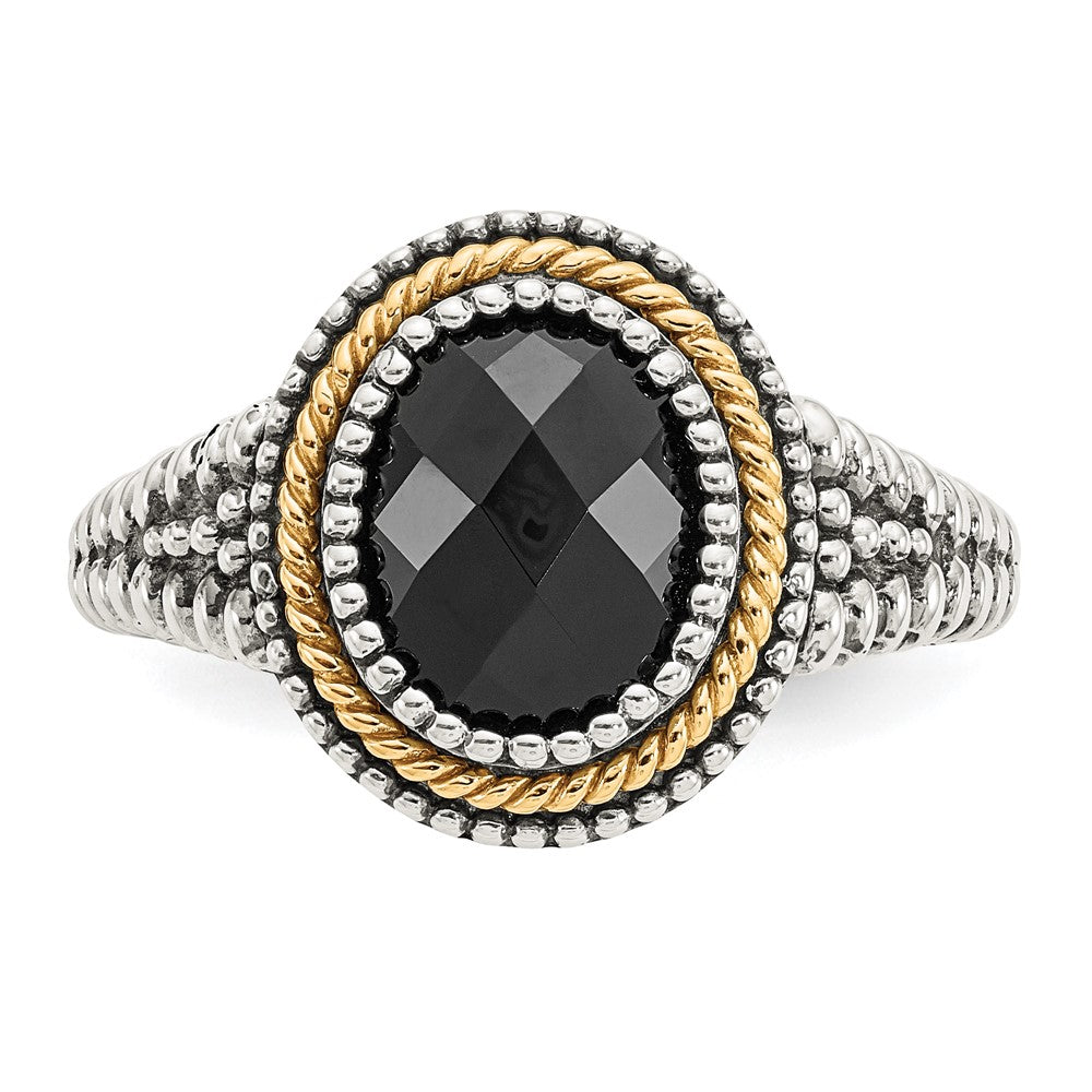 Sterling Silver Antiqued w/14k Black Onyx Ring