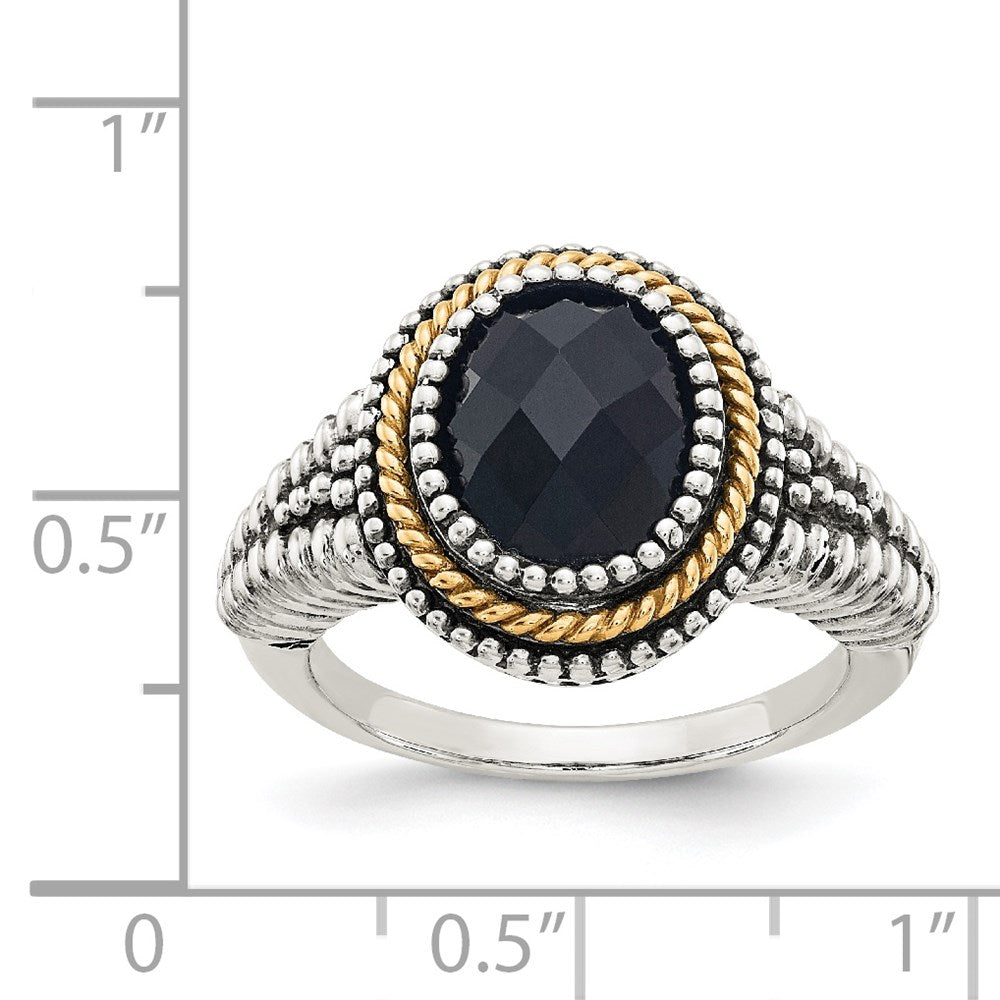 Sterling Silver Antiqued w/14k Black Onyx Ring