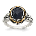 Sterling Silver Antiqued w/14k Black Onyx Ring