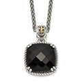 Sterling Silver Antiqued w/14k Onyx Necklace