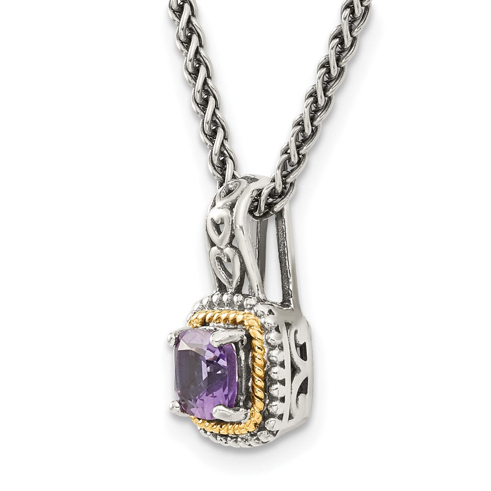 Sterling Silver Antiqued w/14k Amethyst Necklace