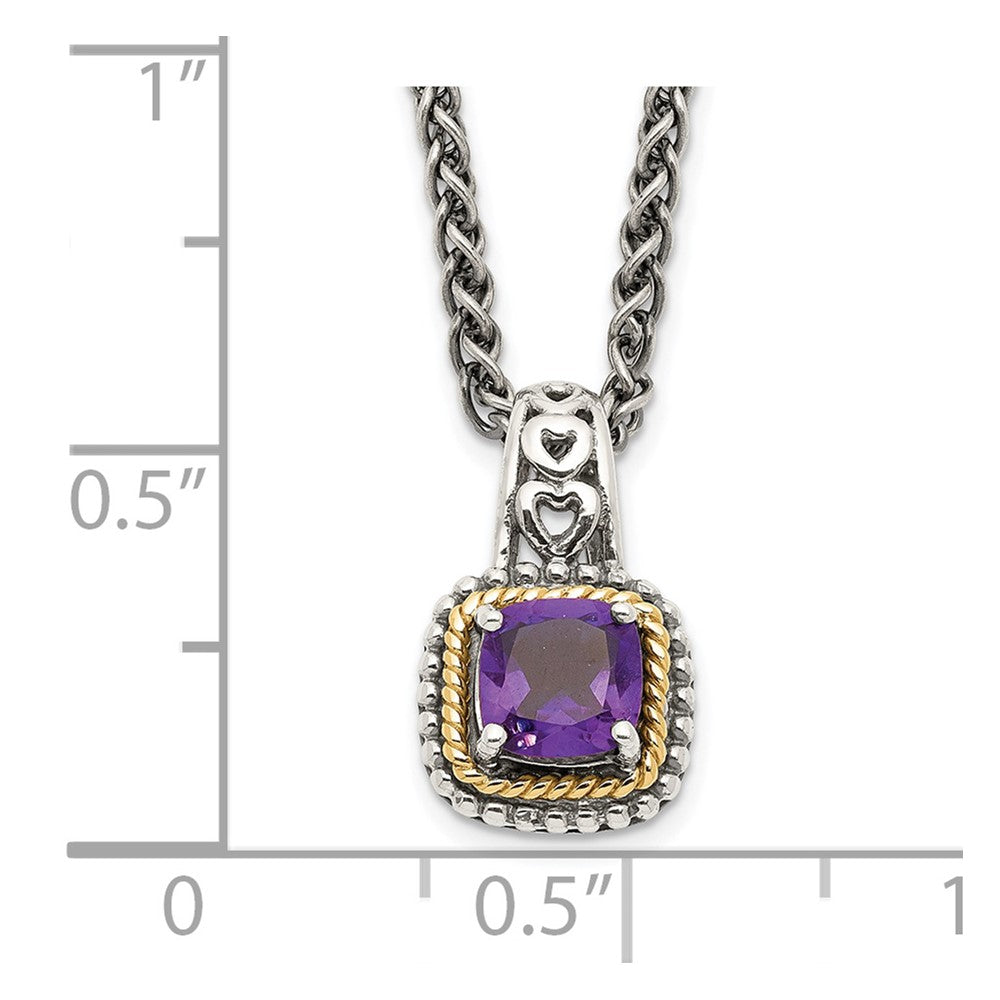 Sterling Silver Antiqued w/14k Amethyst Necklace