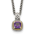 Sterling Silver Antiqued w/14k Amethyst Necklace