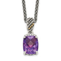 Sterling Silver Antiqued w/14k Diamond and Amethyst Necklace