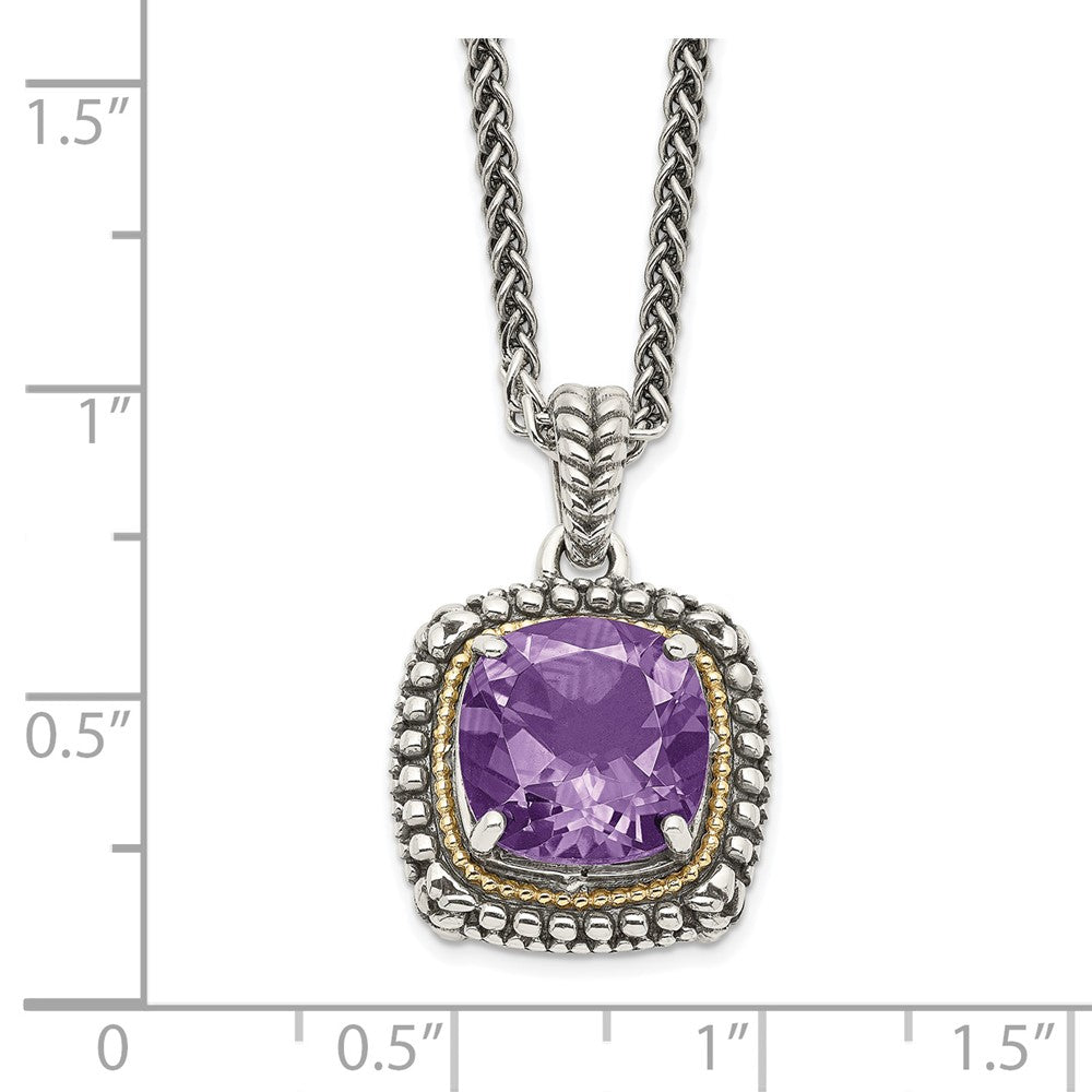 Sterling Silver Antiqued w/14k Amethyst Necklace