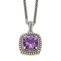 Sterling Silver Antiqued w/14k Amethyst Necklace