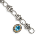 Sterling Silver Antiqued w/14k Light Swiss Blue Topaz Bracelet