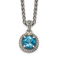 Sterling Silver Antiqued w/14k Blue Topaz Necklace