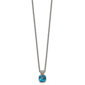 Sterling Silver Antiqued w/14k London Blue Topaz Necklace
