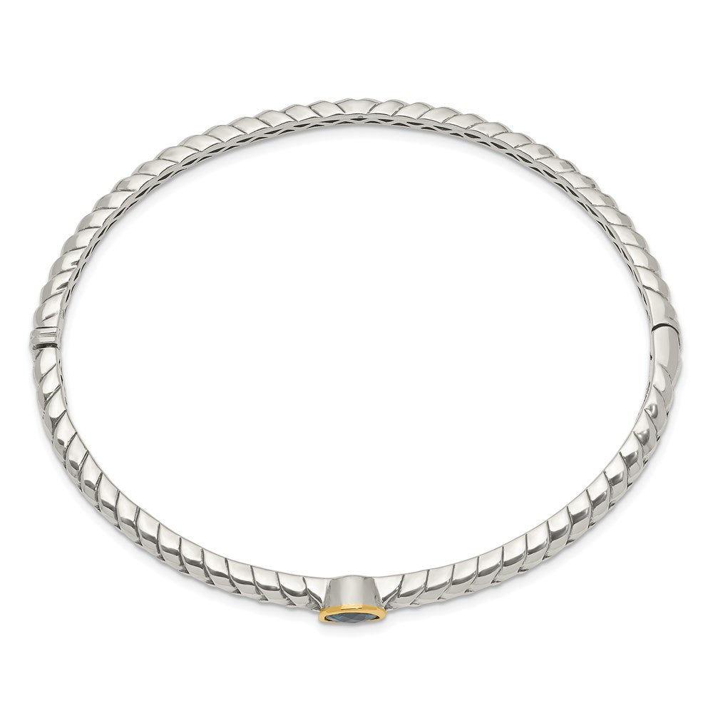 Sterling Silver Antiqued w/14k London Blue Topaz Bangle