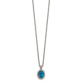 Sterling Silver Antiqued w/14k London Blue Topaz Hinged Bail Necklace