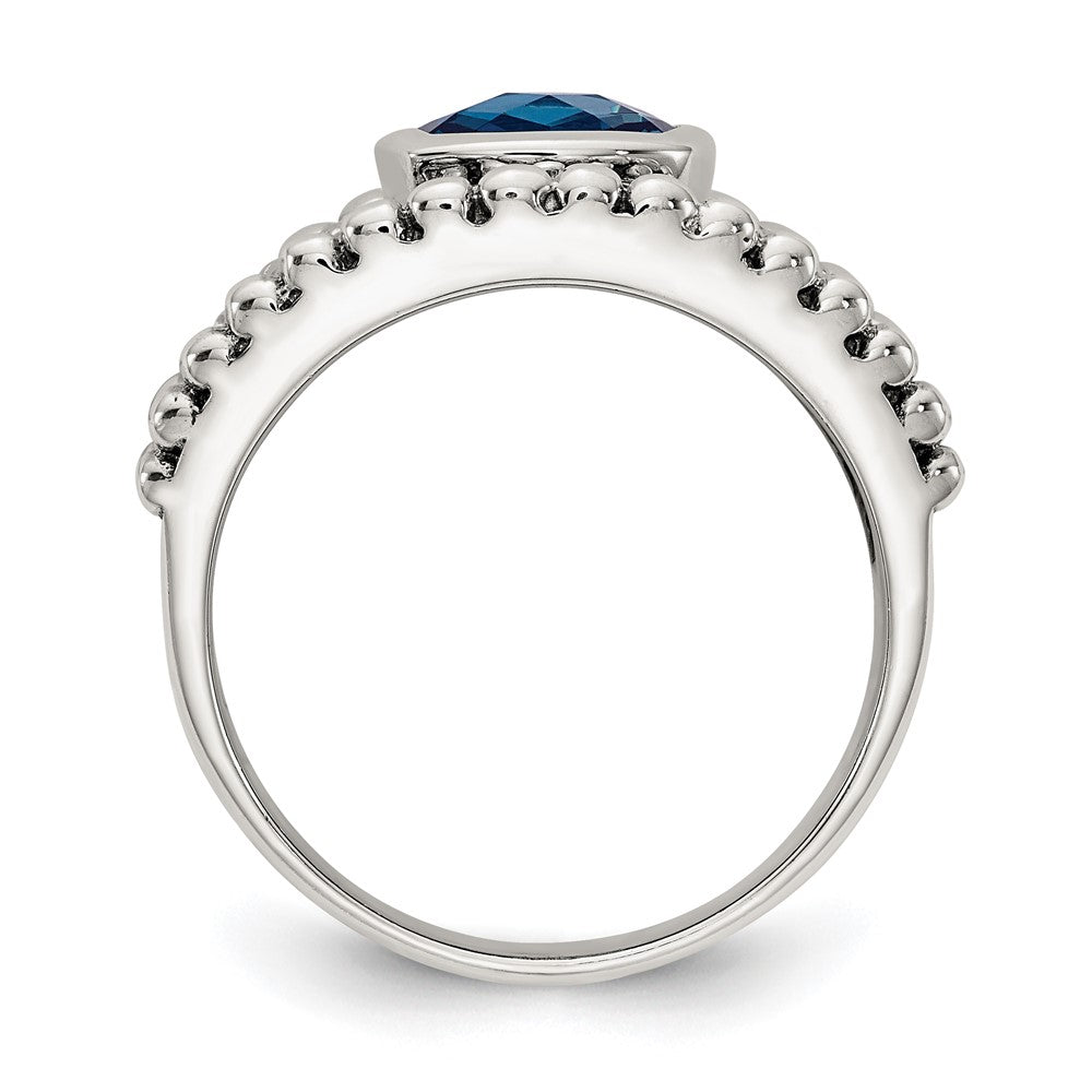 Sterling Silver Antiqued w/14k London Blue Topaz Ring