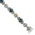 Sterling Silver Antiqued w/14k London Blue Topaz Bracelet