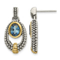 Sterling Silver w/Gold Flash-plating London Blue Topaz Dangle Earrings