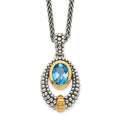 Sterling Silver w/Gold-tone Flash Gold-plated London Blue Topaz Necklace