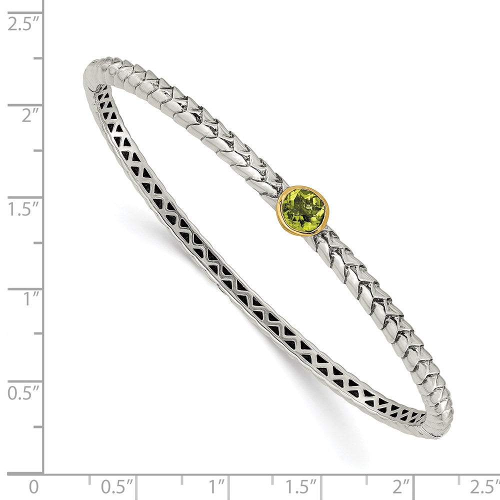 Sterling Silver Antiqued w/14k Peridot Bangle Bracelet