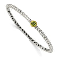 Sterling Silver Antiqued w/14k Peridot Bangle Bracelet