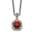 Sterling Silver Antiqued w/14ky Garnet Necklace