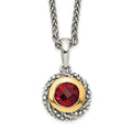 Sterling Silver Antiqued w/14k Garnet Necklace