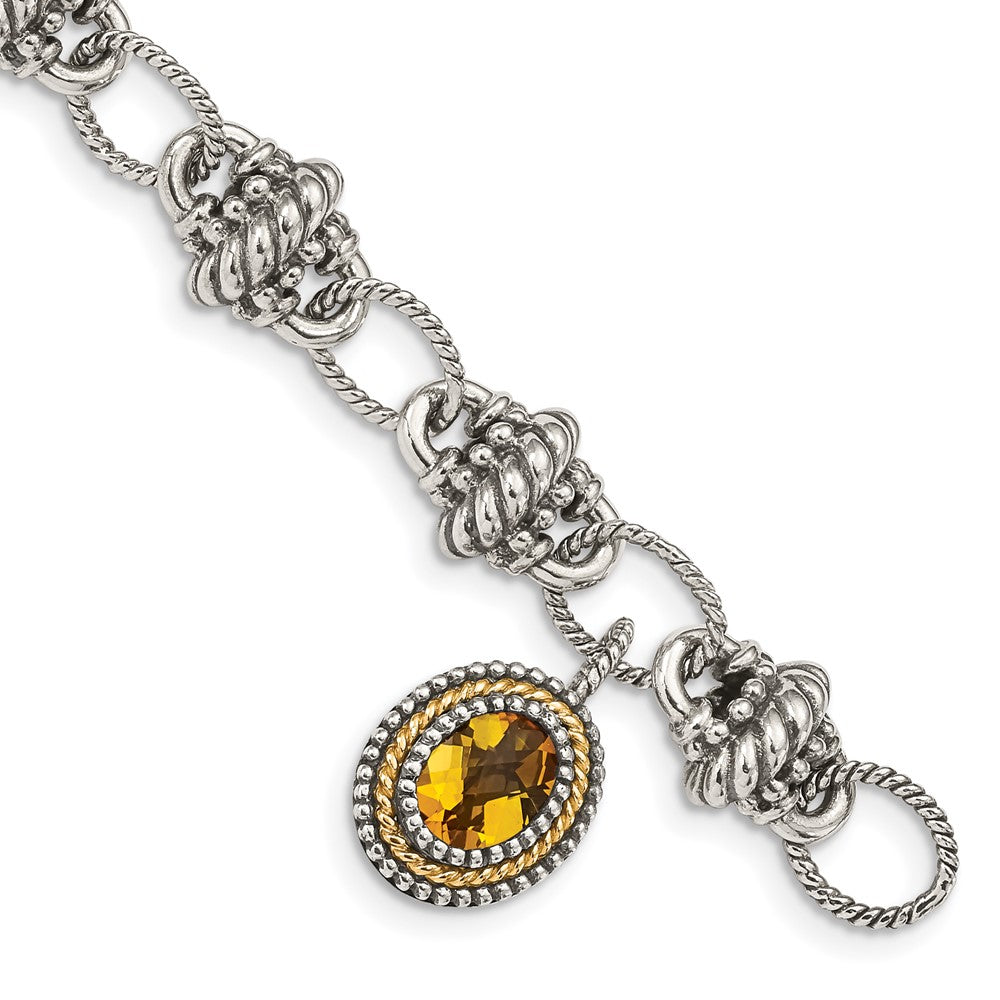 Sterling Silver Antiqued w/14k Citrine Bracelet