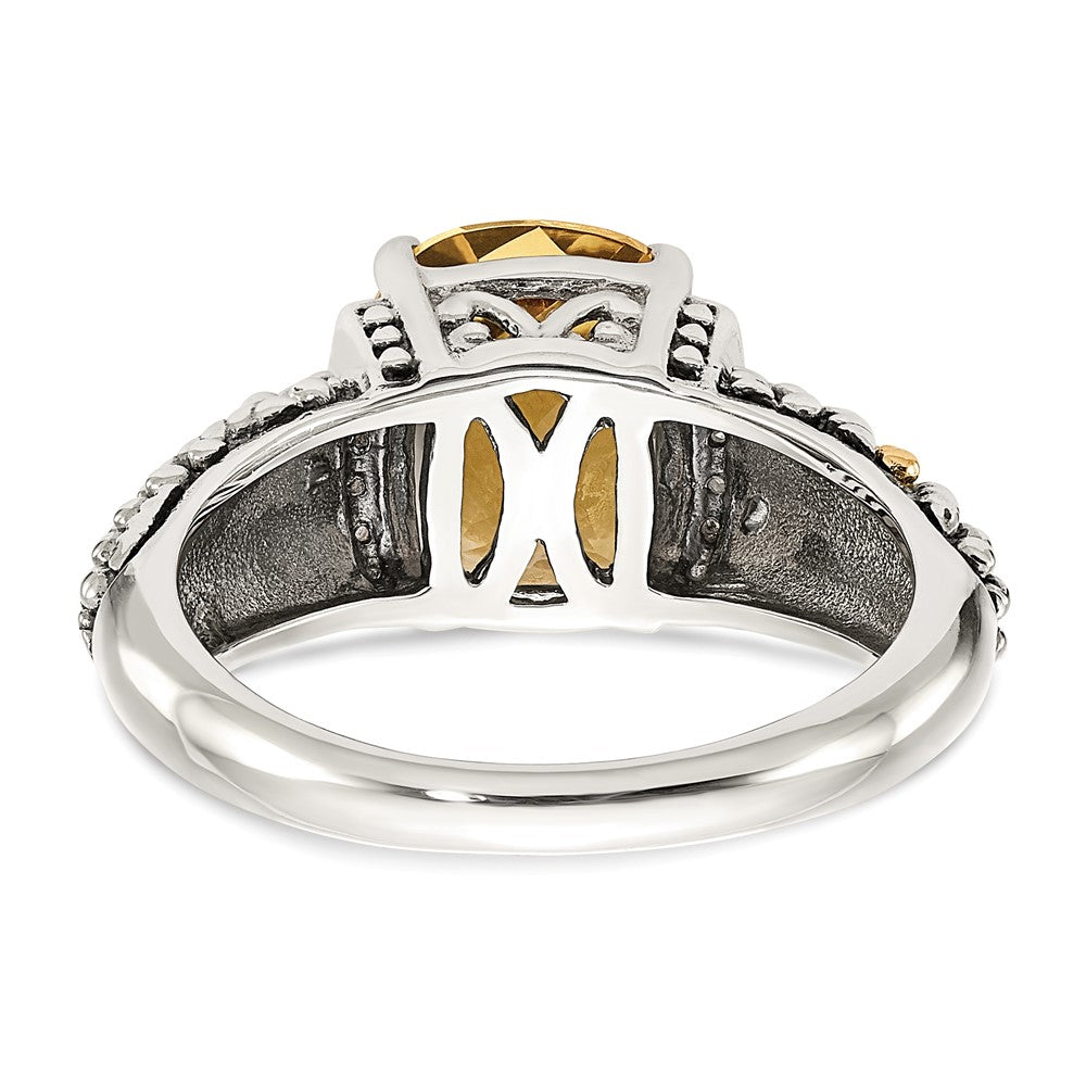 Sterling Silver Antiqued w/14k Diamond and Citrine Ring