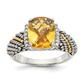 Sterling Silver Antiqued w/14k Diamond and Citrine Ring