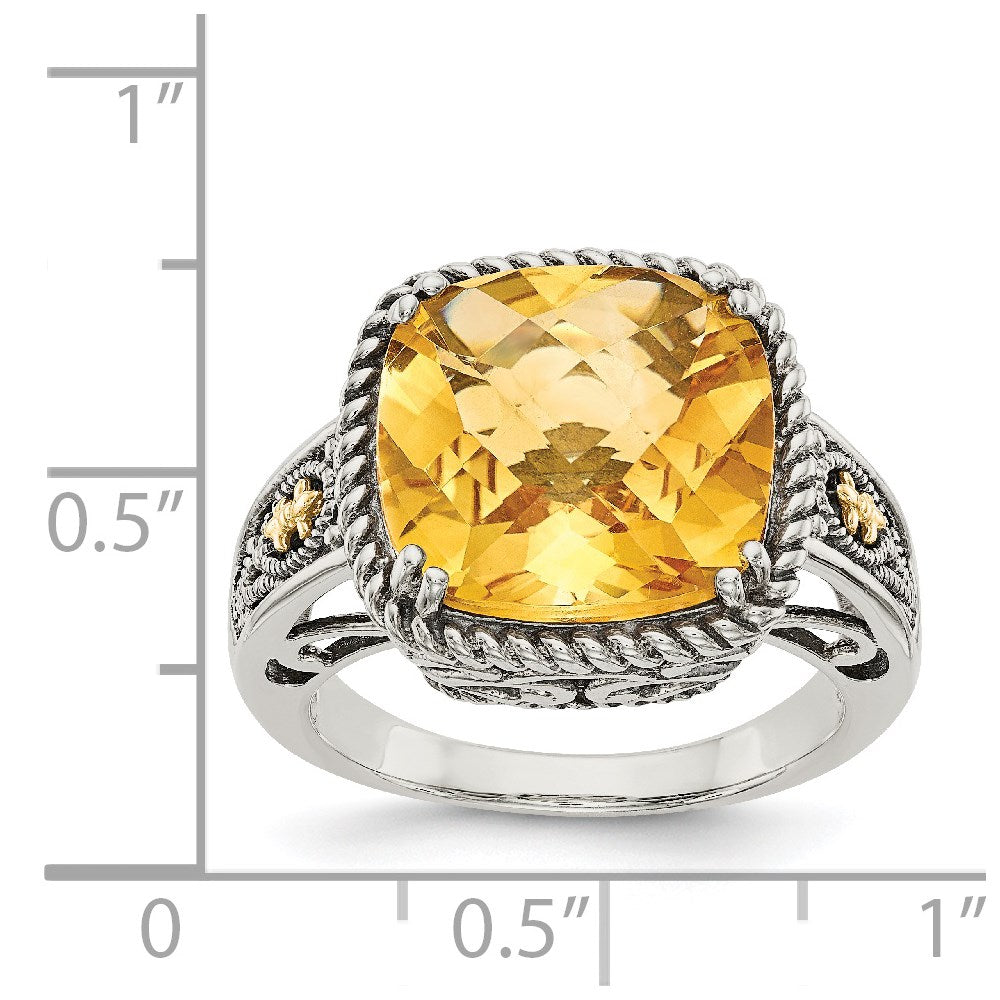 Sterling Silver Antiqued w/14k Citrine Ring