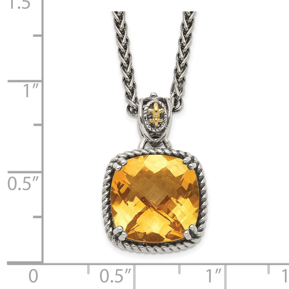 Sterling Silver Antiqued w/14k Citrine Necklace
