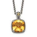 Sterling Silver Antiqued w/14k Citrine Necklace