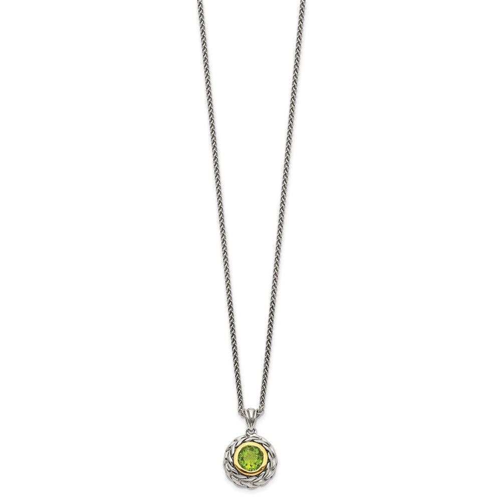 Sterling Silver Antiqued w/14k Peridot Necklace