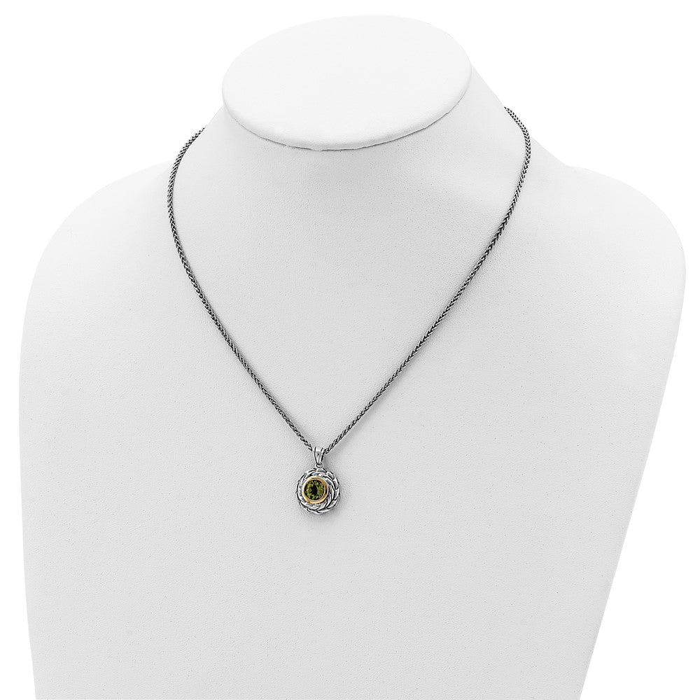 Sterling Silver Antiqued w/14k Peridot Necklace