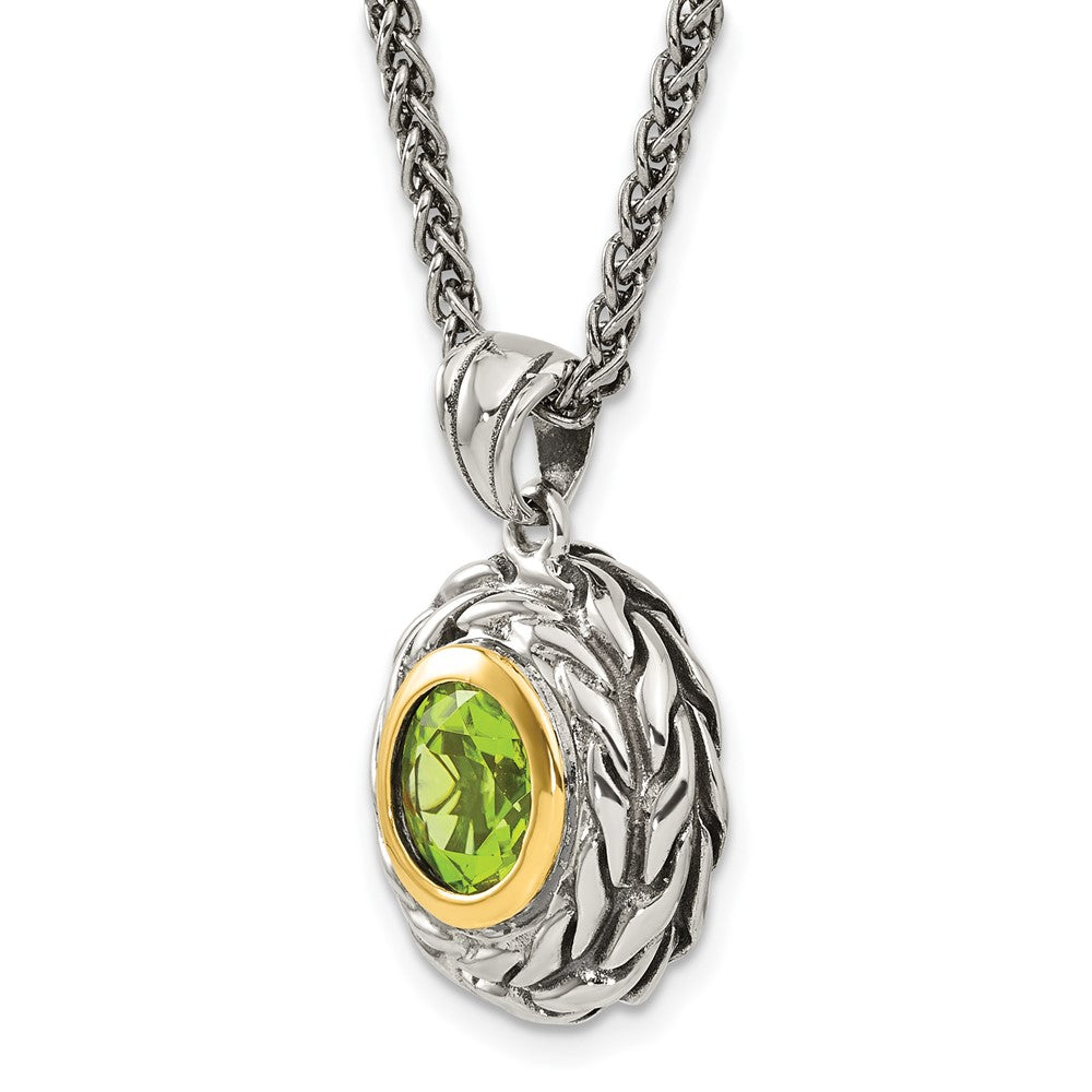 Sterling Silver Antiqued w/14k Peridot Necklace