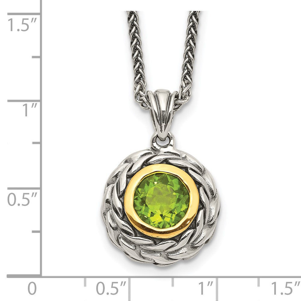 Sterling Silver Antiqued w/14k Peridot Necklace