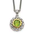 Sterling Silver Antiqued w/14k Peridot Necklace