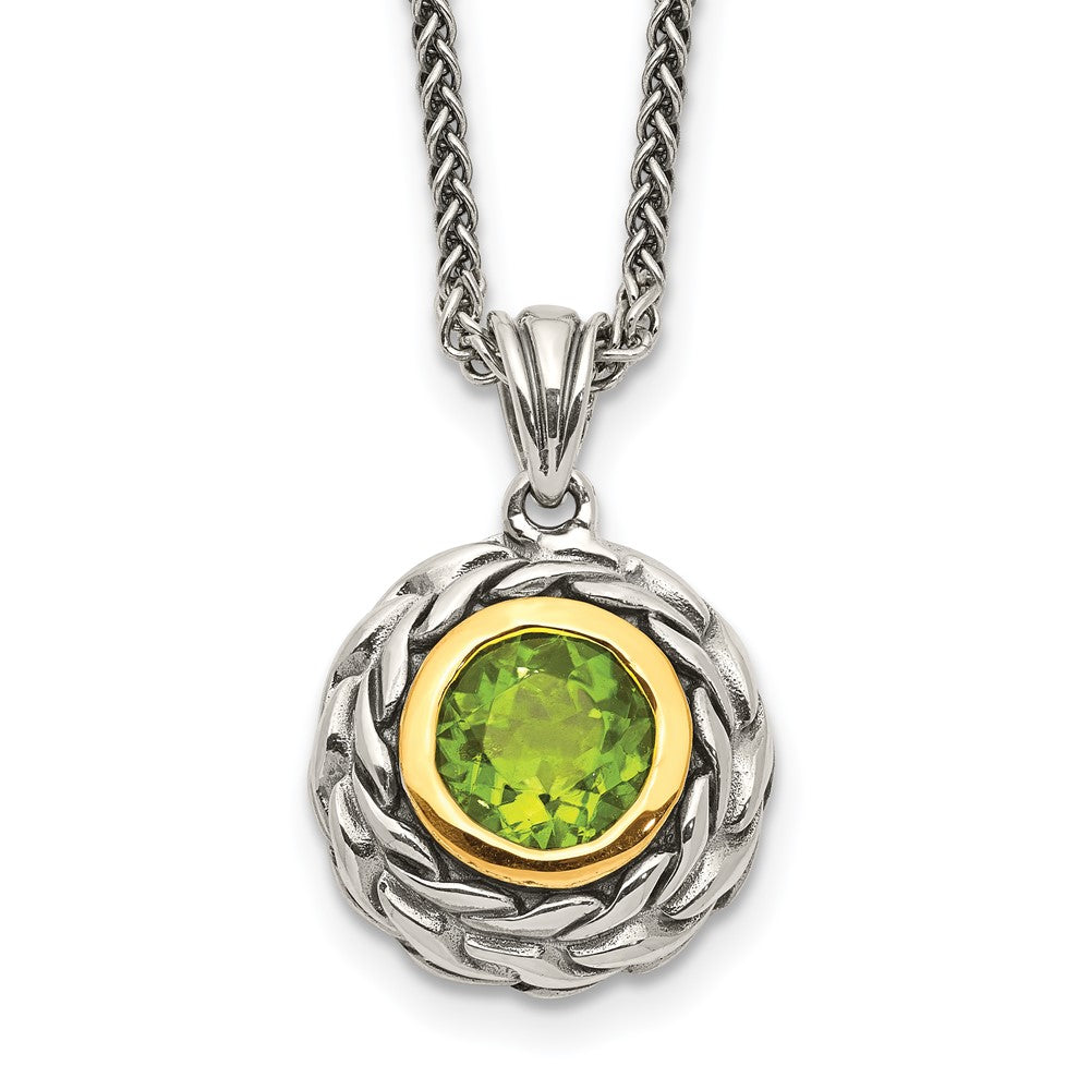 Sterling Silver Antiqued w/14k Peridot Necklace