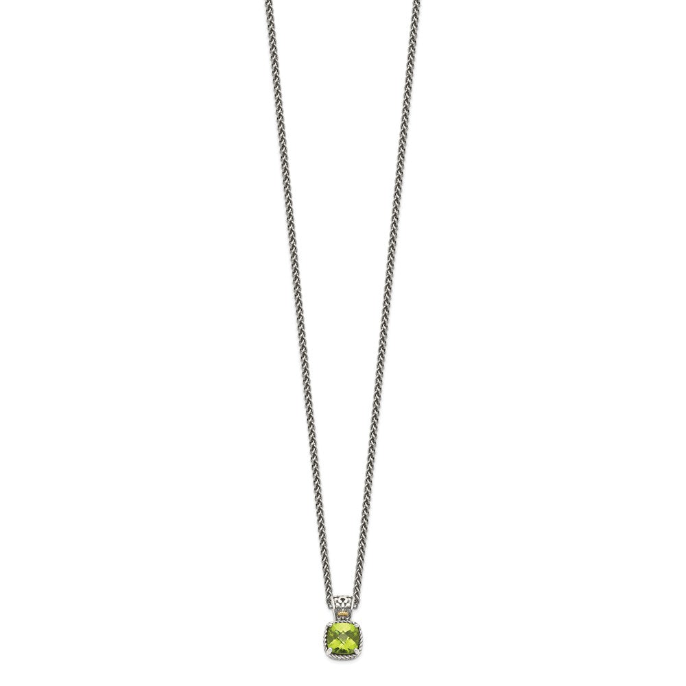 Sterling Silver Antiqued w/14k Peridot Necklace
