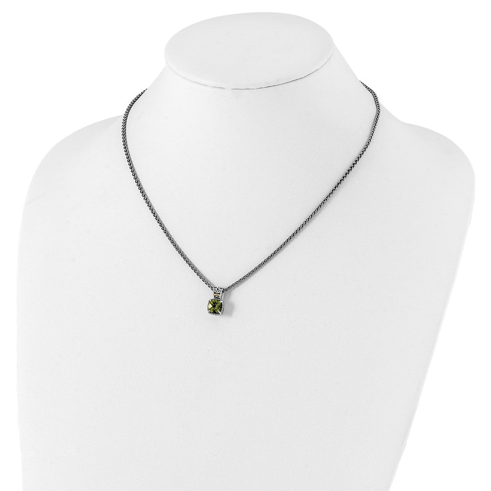 Sterling Silver Antiqued w/14k Peridot Necklace